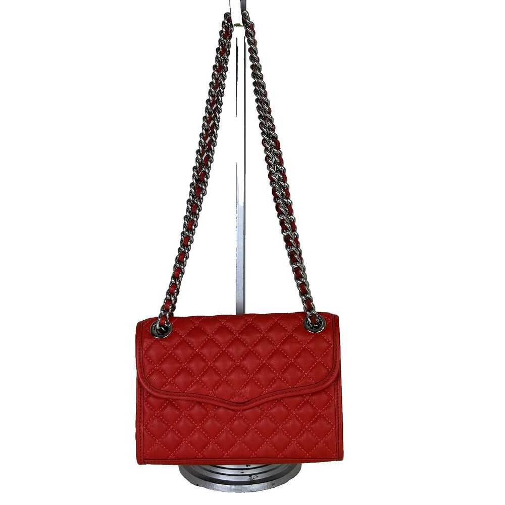 Rebecca Minkoff Quilted Affair Mini Crossbody or Shoulder Flap Bag Orange Coral